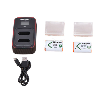 KingMa NP-BX1 Battery And Dual Charger Kit For Sony NP-BX1 Battery RX100 M2 RX100II RX100III ZV1 WX800 WX500 WX350