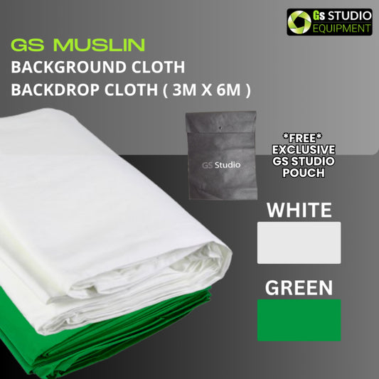 Green and White Muslin High Quality Cloth With Stitched Pocket Easy Hang Photography Backdrops Studio Video (2 x 3M)