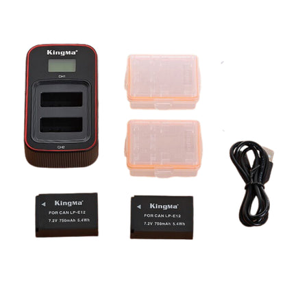 KingMa LP-E12 Battery And Dual Charger Kit For Canon M50 M50 MKII M100 M200 M200 MKII 100D Compatible