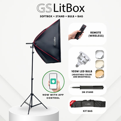 GS LitBox Continous Lighting Softbox Light Kit LED Video Photo Light Adjustable Color Temp & Brightness Wireless Remote APP Control