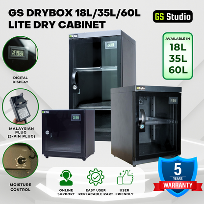 GS DryBox 18L/35L/60L LCD Digital Display 18 Litre 35 Litre 60 Litre Dry Cabinet 5 Years Warranty