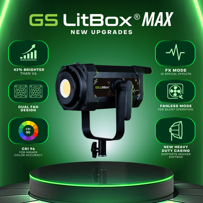 GS LitBox Max COB LED Video Light Adjustable Color Temperature & Brightness