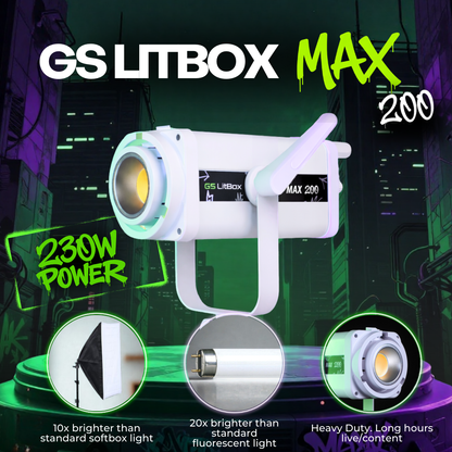 GS LitBox MAX 200 COB LED 230W Light APP Control Adjustable Color Temperature For Live And Content