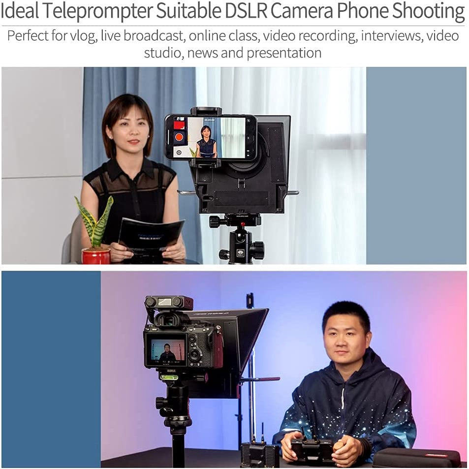 FEELWORLD TP2A Portable 8-inch Teleprompter supports up to 8" Smartphone/Tablet Prompting Smartphone DSLR