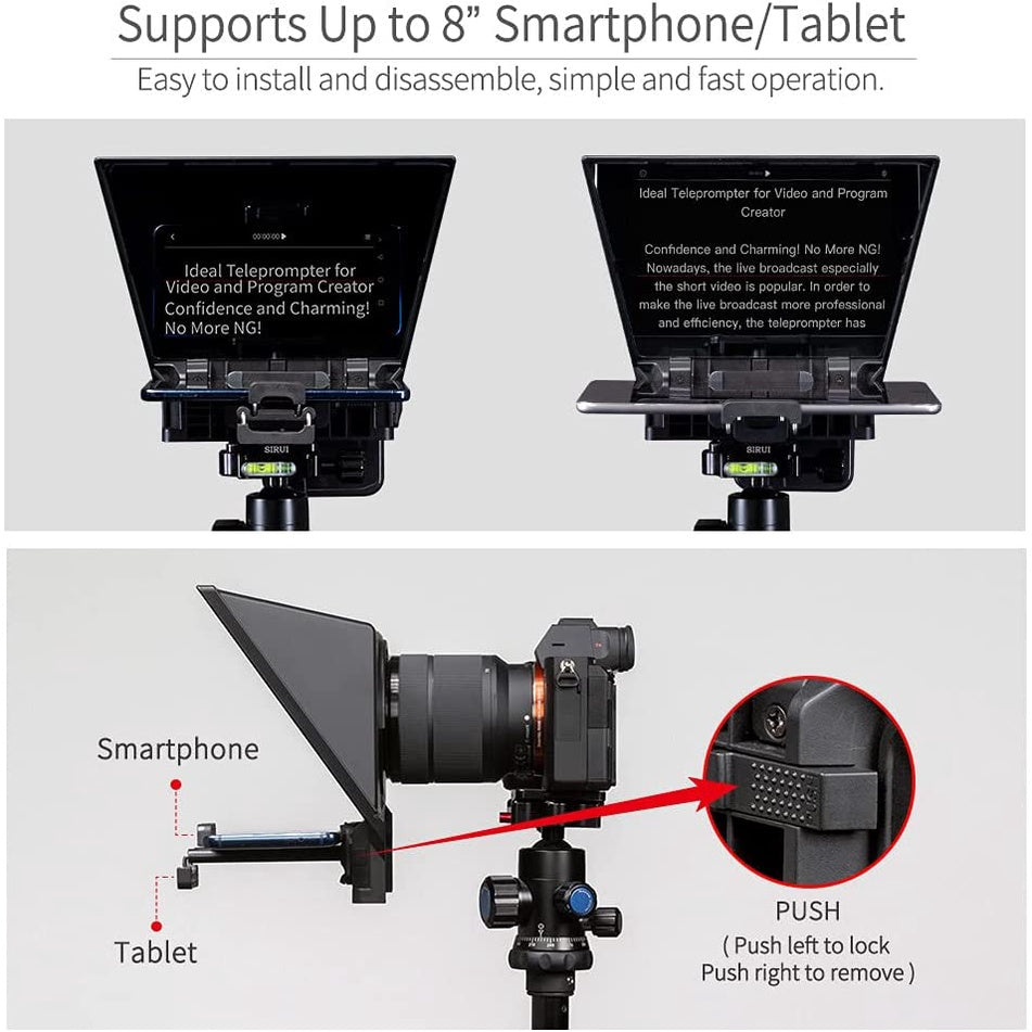 FEELWORLD TP2A Portable 8-inch Teleprompter supports up to 8" Smartphone/Tablet Prompting Smartphone DSLR