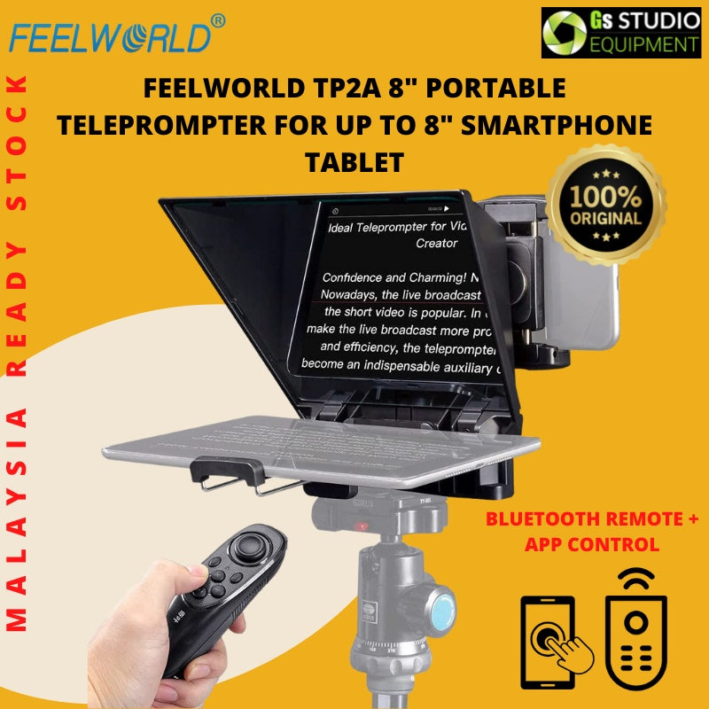 FEELWORLD TP2A Portable 8-inch Teleprompter supports up to 8" Smartphone/Tablet Prompting Smartphone DSLR