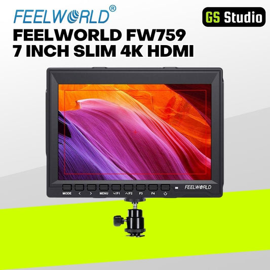 FEELWORLD FW759 7 INCH SLIM DSLR CAMERA FIELD MONITOR HD VIDEO ASSIST IPS 1280X800 4K HDMI AV