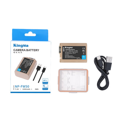 KingMa T-NPFW50 NP-FW50 USB-C Rechargeable Camera Battery 1080mAh Battery Pack NPFW50 For Sony A7R2 A7 A6000 A6300