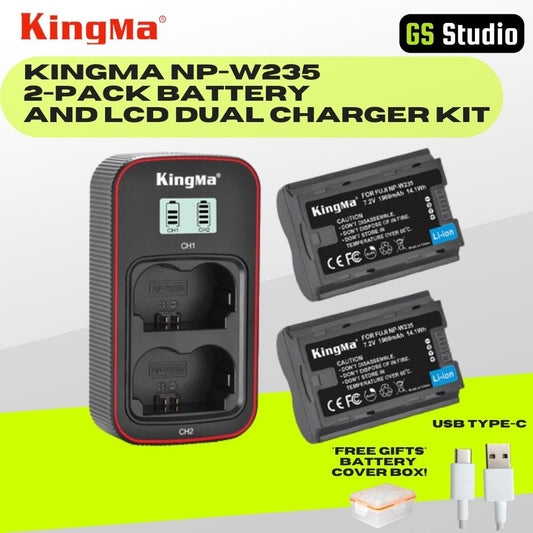 KingMa NP-W235 2-Pack Battery and LCD Dual Charger Kit for Fujifilm X-T4