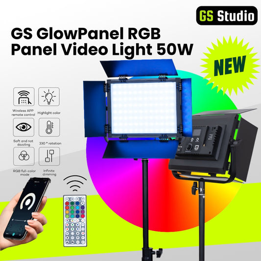 GS GlowPanel RGB Panel Video Light 50W CRI 97+ 3200-5600K APP Control Wireless Remote