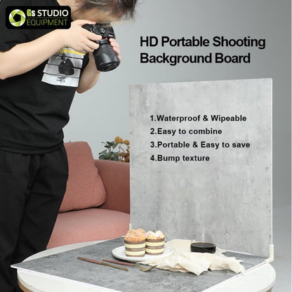 GS Flat Lay Hard Background Board 60x60cm Photography Studio Wooden Cement Coarse Sand 3D Texture Combinable Waterproof