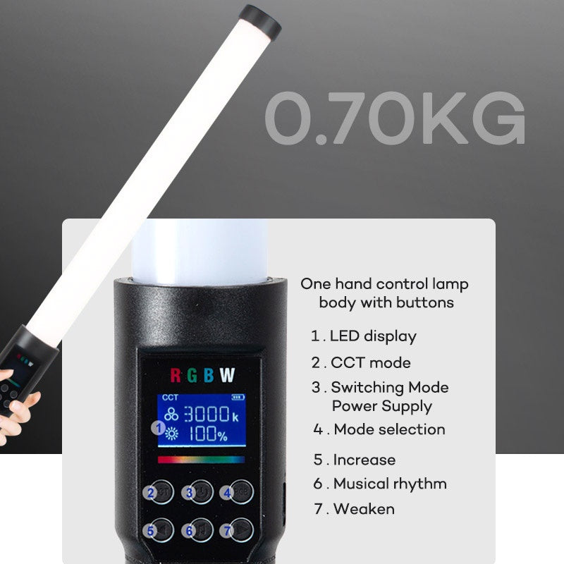 The weight is 0.7kg, suitable to bring outdoor, and contains 7 modes.