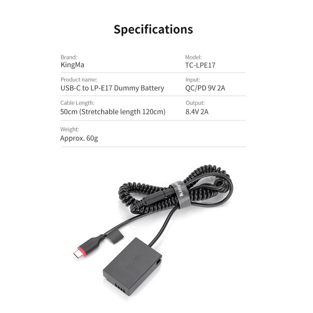 GS Portable LP-E17 Dummy Battery USB-C LP-E17 LP-E17N for Power Bank Adapter Power Supply for Canon 760D 750D 77D **M6 *