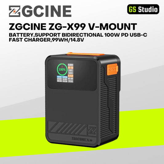 ZGCINE ZG-X99 V-Mount Battery,Support bidirectional 100W PD USB-C Fast Charger,99Wh/14.8V