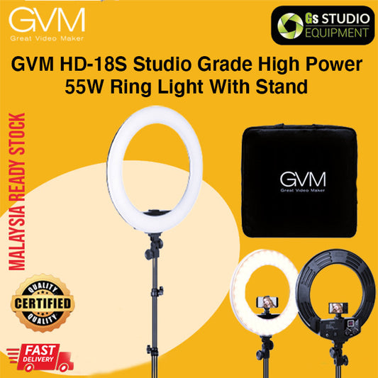 GVM HD-18S Studio Grade High Power 55W Ring Light with Stand