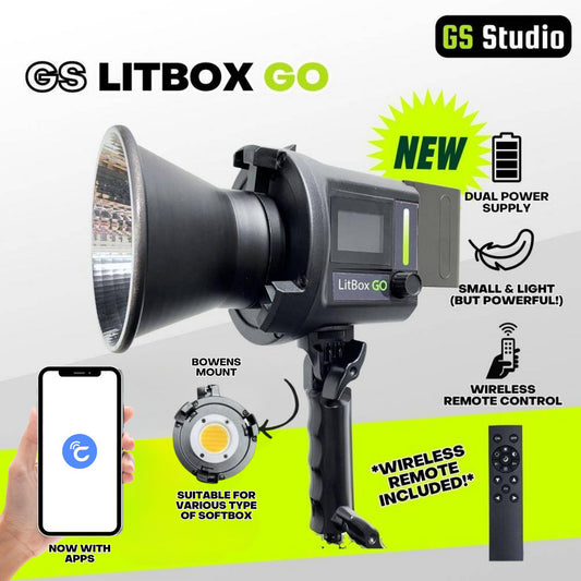 GS LitBox Go Portable LED COB Video Light Battery & AC Powered