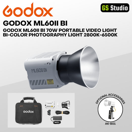 GODOX ML60II Bi 70W PORTABLE Video Light  Bi-Color Photography Light 2800K-6500K