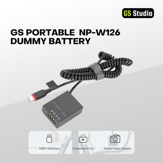GS Portable TC-NPW126 Dummy Battery USB-C for Power Bank Adapter Power Supply for Fuji X-Pro2/X-H1/X-T2/X-T3/X-T10