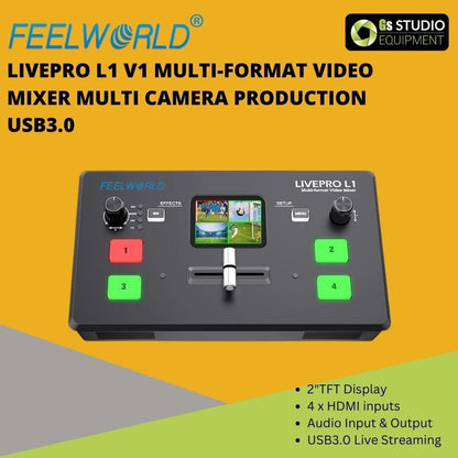 FEELWORLD LIVEPRO L1  V1 Video Mixer/Switcher HDMI inputs multi camera production live streaming