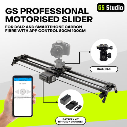 The GS Motorised Professional Slider is a versatile camera slider designed for smooth and precise sliding motion during video recording or time-lapse photography.