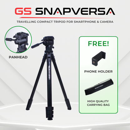 GS SNAPVERSA TRAVELLING TRIPOD FOR SMARTPHONE & CAMERA LIGHTWEIGHT & COMPACT TRIPOD FOR PHOTOGRAPHY VIDEOGRAPHY