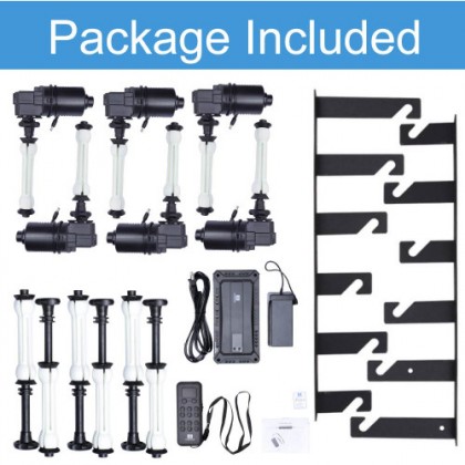 Wall Mounted Motorized 6 Rollers Backdrop Kit with 6 Colors Paper Backdrop Starter Kit (Wireless Remote)