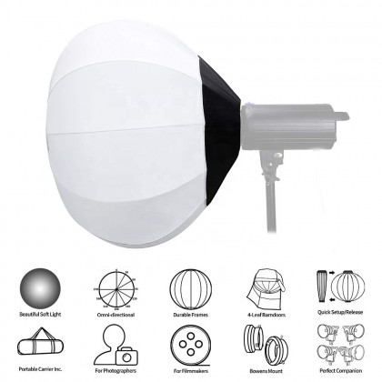 GS Lantern Globe Softbox Easy Fold 85cm for LED Light/Studio Flash/Strobe Moonlight with Bowen Mount