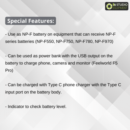 GS Pro NP-F980A 7800mAh Rechargeable NP-F Li-ion Battery Type C USB