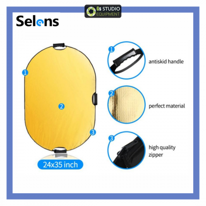 Selens 5 in 1 Oval Light Reflector With Handles Collapsible Portable for Portrait Product Shooting