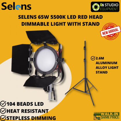 Selens 65W 5500K 104 Beads LED Red Head Dimmable Light with Stand for Photo Photography Portrait Product Shooting Studio Light