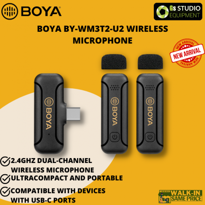 BOYA BY-WM3T2-D2/U2 Wireless Microphone Noise Cancellation Mini Lapel Mic for Smartphones Laptop Tablet Charged While Using