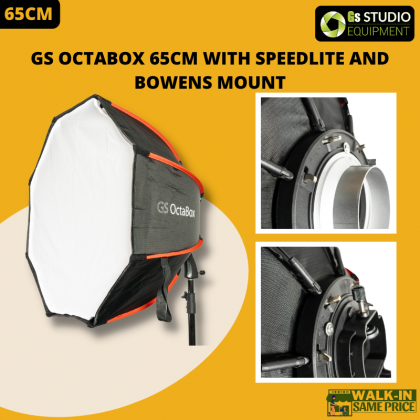GS OCTABOX 65CM WITH INTERCHANGEABLE SPEEDLITE & BOWEN MOUNT EASY FOLD OCTAGONAL SPEEDLITE SOFTBOX