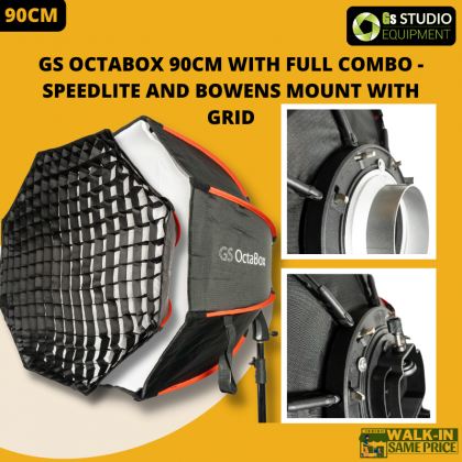 GS OCTABOX 90CM WITH INTERCHANGEABLE SPEEDLITE & BOWEN MOUNT EASY FOLD OCTAGONAL SPEEDLITE SOFTBOX