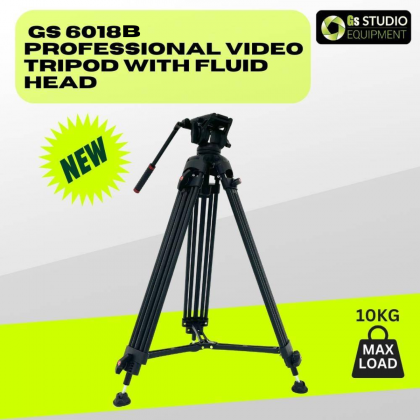 GS 6018B Professional Video Tripod with Fluid Head 1.75m Max Load 10kg