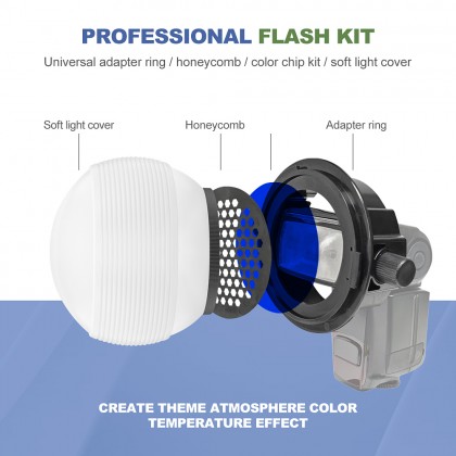 GS Professional Quick Release Light Dome Modifier with Honeycomb Grid and Color Gel D25