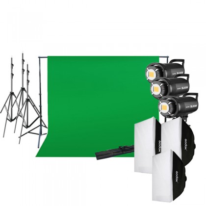 Videography Studio Start Up Kit (Godox SL60W 3 Light Kit with 3x6m Backdrop)