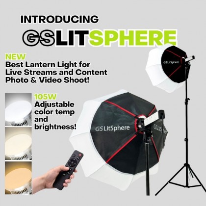 GS LitSphere Lantern Softbox Light 65cm Shooting Lamp for Live Broadcast Photo Video 105w