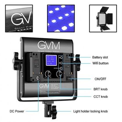 GVM 800D-RGB LED STUDIO VIDEO LIGHT 2 PANEL KIT WITH MOBILE APP CONTROL