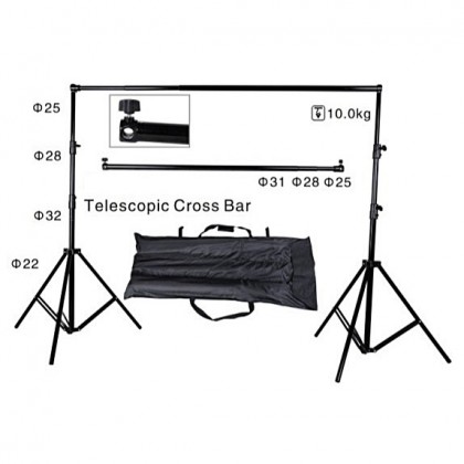 3X3M HEAVY DUTY BACKDROP STAND WITH BAG (TELESCOPIC BAR)