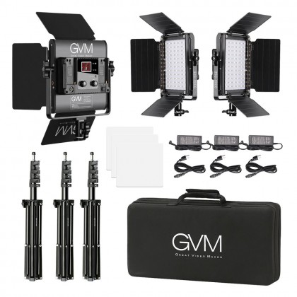 GVM 800D-RGB LED STUDIO VIDEO LIGHT 3 PANEL KIT WITH MOBILE APP CONTROL