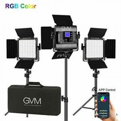 GVM 800D-RGB LED STUDIO VIDEO LIGHT 3 PANEL KIT WITH MOBILE APP CONTROL